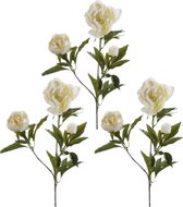3x stuks kunstbloem pioenrozen takken 70 cm wit
