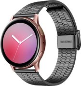 Stalen Smartwatch bandje - Geschikt voor  Samsung Galaxy Watch Active roestvrij stalen band - zwart - Strap-it Horlogeband / Polsband / Armband