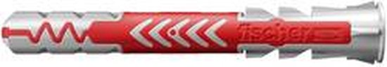 Fischer DUOPOWER plug, rood met grijze markeringen.