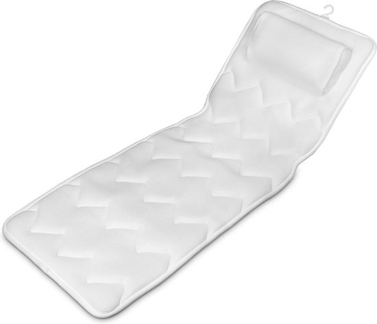 Navaris badkussen met anti-slip zuignappen - Orthopedische steun voor in bad - Home spa kussen voor rug, schouders en nek - Wit - XL