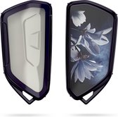 kwmobile autosleutelhoes voor VW Golf 8 3-knops autosleutel - TPU sleutelcover in wit / grijs / blauw - Magnolia design