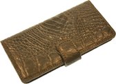 Made-NL Handgemaakte iPhone 13 mini book case zwart krokodillenprint robuuste hoesje