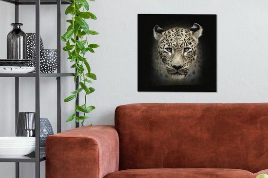 Peintures sur Toile Léopard - Zwart - Animaux - 50x50 cm - Décoration murale