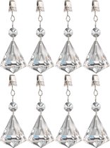 8x stuks tafelkleedgewichtjes kristallen diamant glas - Tafelkleedhangers - Tafelzeilgewichtjes