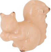 Eekhoorn Beeldje - Herfstdecoratie - Antique Look Zand - 9,5cm - Keramiek