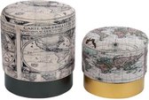 Voetensteun DKD Home Decor Fluweel Metaal Vintage (35 x 30 x 35 cm) (40 x 40 x 44 cm)