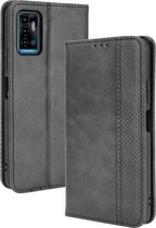 Voor ZTE Blade A71 Magnetische Gesp Retro Crazy Horse Textuur Horizontale Flip Leather Case met Houder & Kaartsleuven & Fotolijst (Zwart)