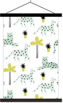 Porte-affiche avec affiche - Affiche scolaire - Panthère - Fruit - Arbre - 40x60 cm - Lattes noires