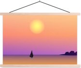 Porte-affiche avec affiche - Affiche scolaire - Bateau - Voile - Soleil - Nuit - 60x40 cm - Lattes vierges