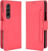 Voor Samsung Galaxy Z Fold3 5G Huid Voelen Kalf Patroon Horizontale Flip Lederen Case met Houder & Kaartsleuven & Fotolijst (Rood)