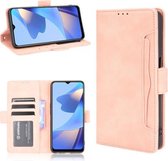 Voor OPPO A16 Skin Feel Kalf Patroon Horizontale Flip Lederen Case met Houder & Kaartsleuven & Fotolijst (Roze)