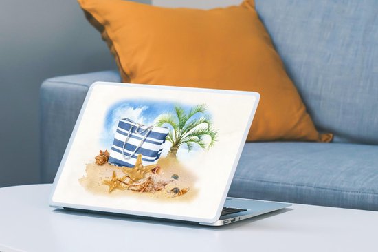 Laptop sticker - 12.3 inch - Palmboom - Tas - Schelpen - 30x22cm - Laptopstickers - Laptop skin - Cover