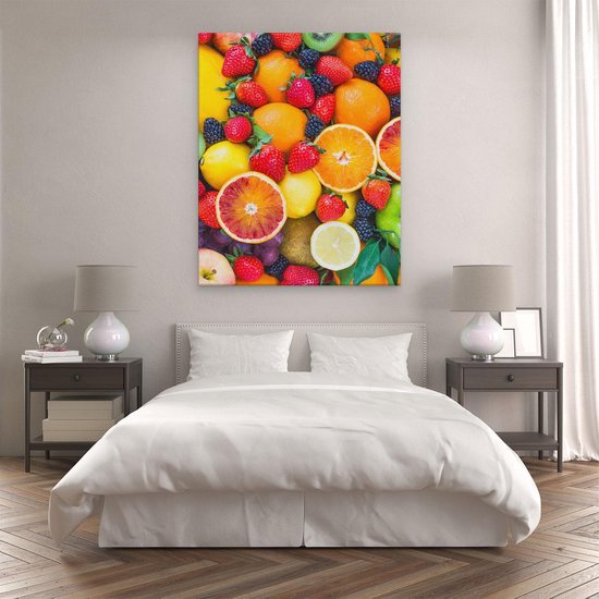 Artaza - Canvas Schilderij - Kleurrijke Fruit Achtergrond - 80x100 - Groot - Foto Op Canvas - Canvas Print