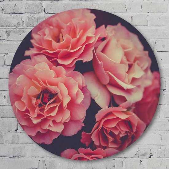 Muurcirkel ⌀ 60 cm - Stilleven rozen - Aluminium Dibond - Bloemen en Planten - Rond Schilderij - Wandcirkel - Wanddecoratie