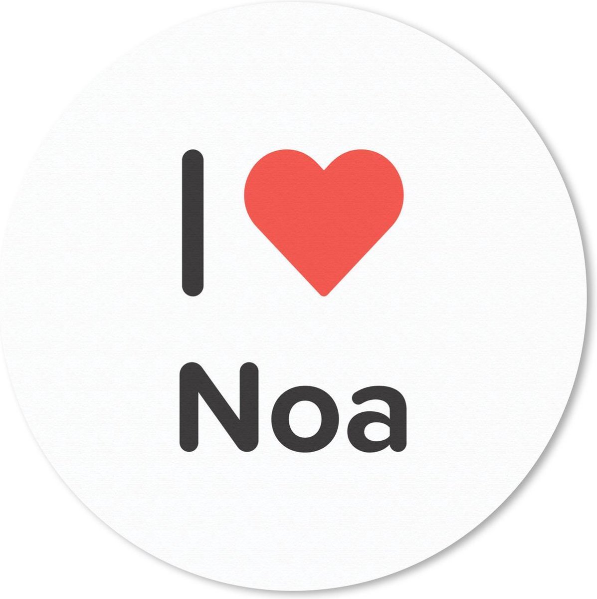 Muismat rond 40x40 cm - Mousepad I love - Noa - Meisje - Ronde muismatten