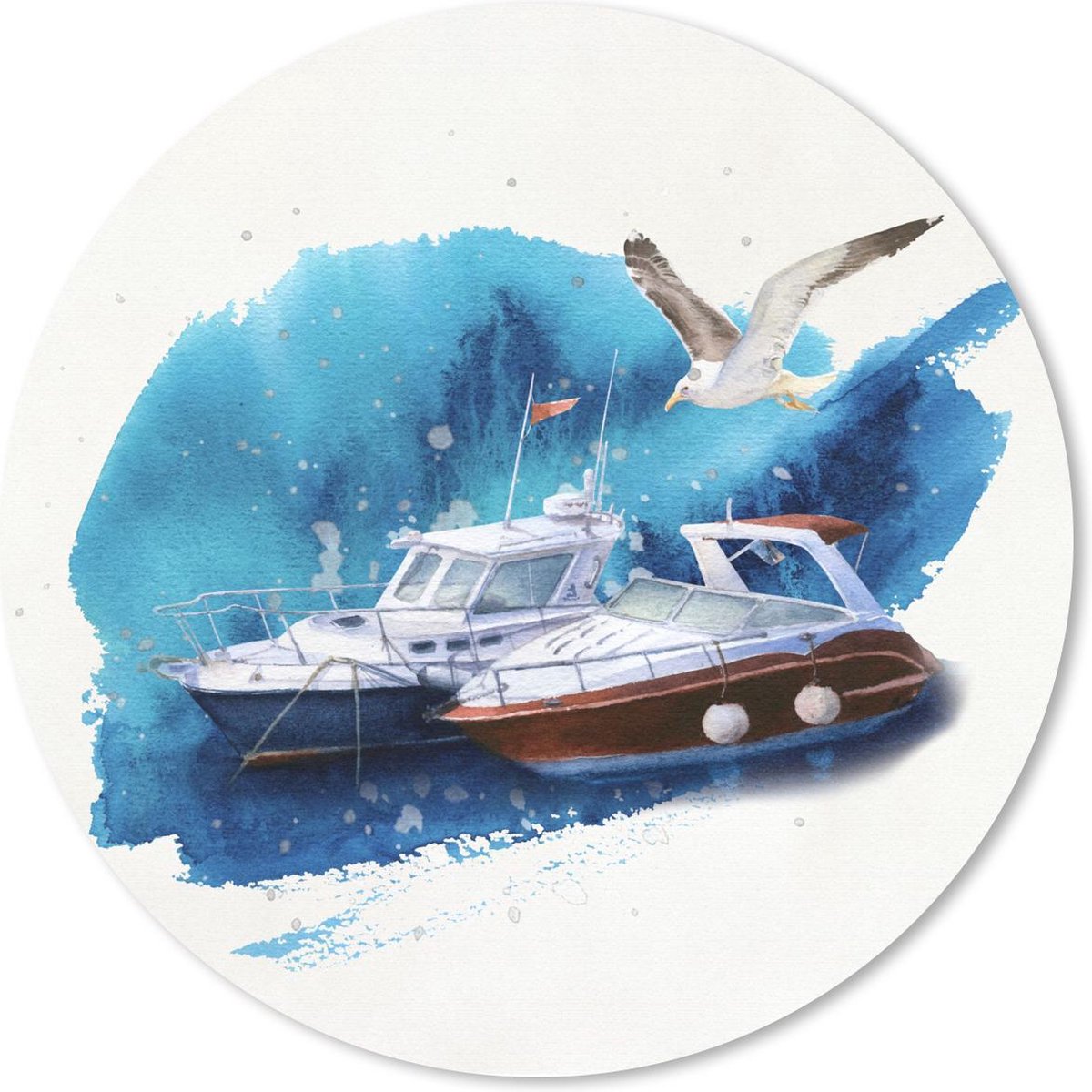 Muismat rond 50x50 cm - Mousepad Boot - Vogel - Waterverf - Ronde muismatten