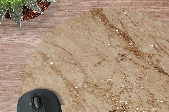 Muismat rond 40x40 cm - Mousepad Marmer - Bruin - Patronen - Ronde muismatten