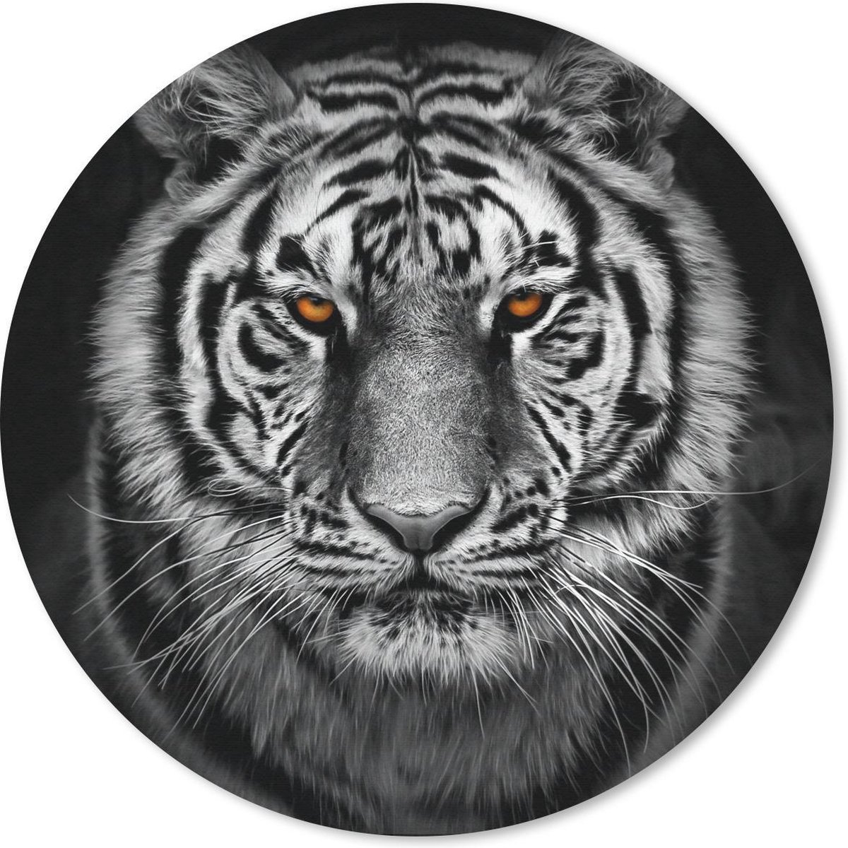 Muismat rond 50x50 cm - Mousepad Tijger - Oranje - Zwart - Wit - Ronde muismatten
