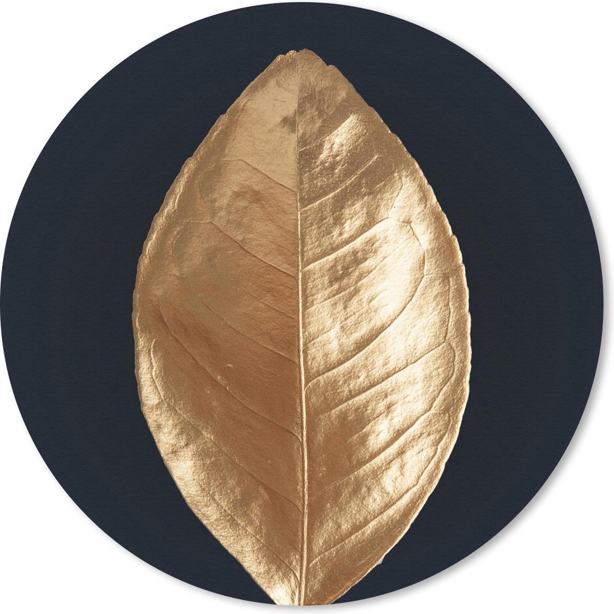 Muismat rond 50x50 cm - Mousepad Bladeren - Luxe - Goud - Ronde muismatten