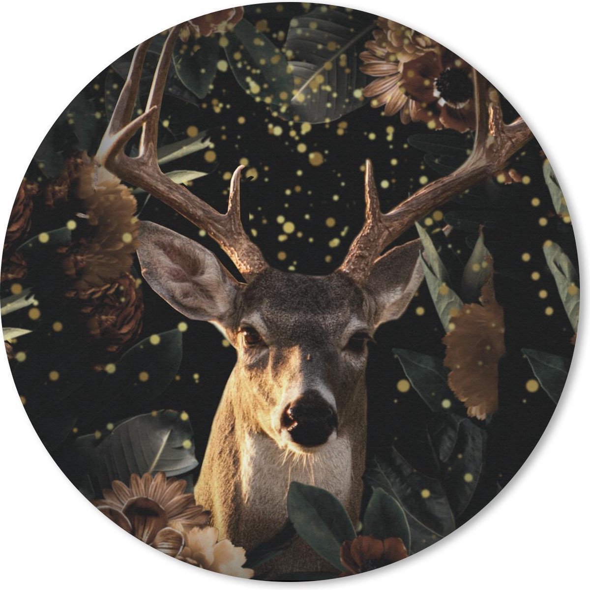 Muismat rond 50x50 cm - Mousepad Hert - Bloemen - Licht - Botanisch - Ronde muismatten