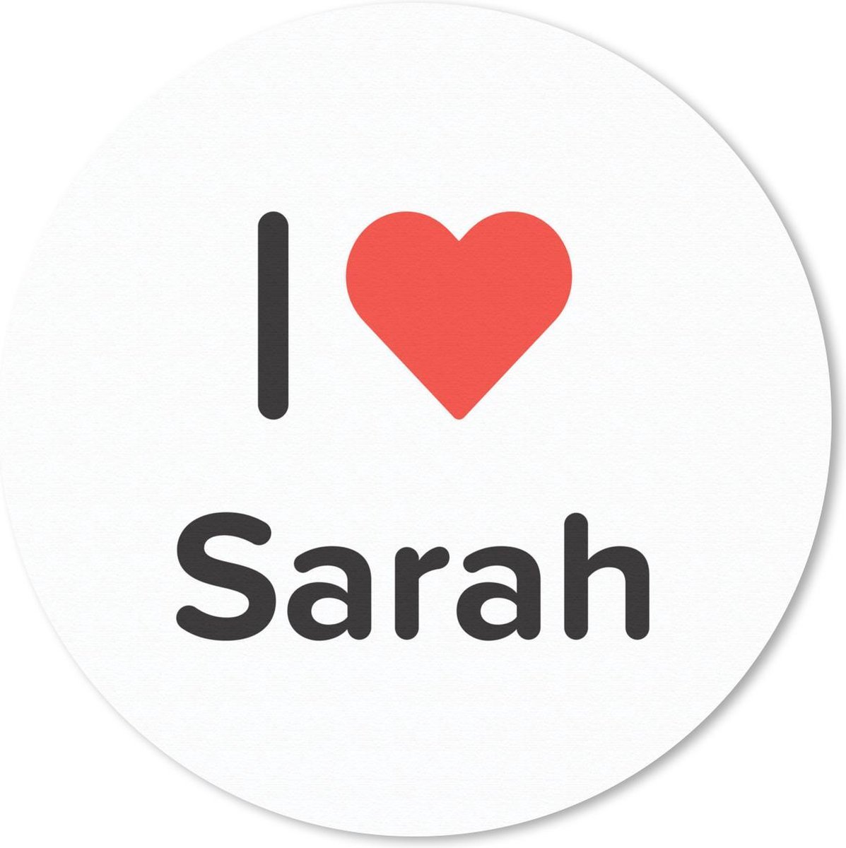 Muismat rond 50x50 cm - Mousepad I love - Sarah - Meisje - Ronde muismatten