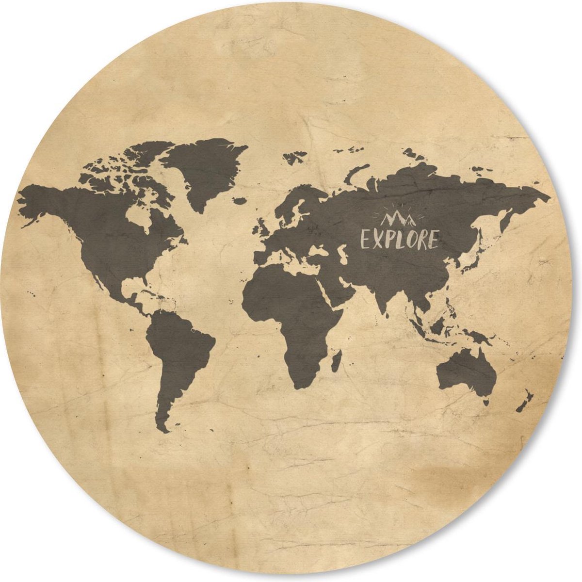 Muismat rond 50x50 cm - Mousepad Wereldkaart - Vintage - Reizen - Ronde muismatten