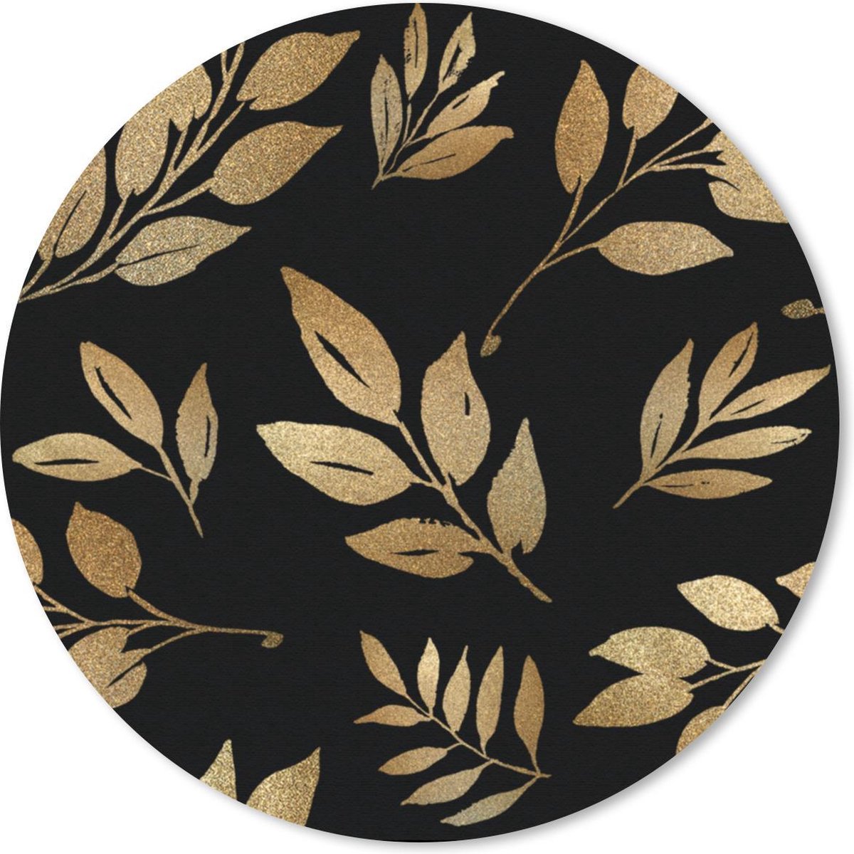 Muismat rond 50x50 cm - Mousepad Patronen - Goud - Bladeren - Ronde muismatten