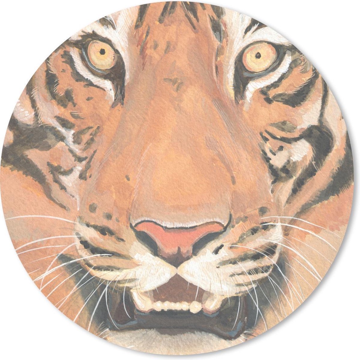 Muismat rond 40x40 cm - Mousepad Tijger - Kop - Oranje - Ronde muismatten