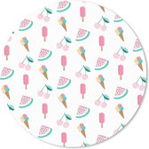 Muismat - Mousepad - Rond - Zomer - Patroon - Pastel - 50x50 cm - Ronde muismat