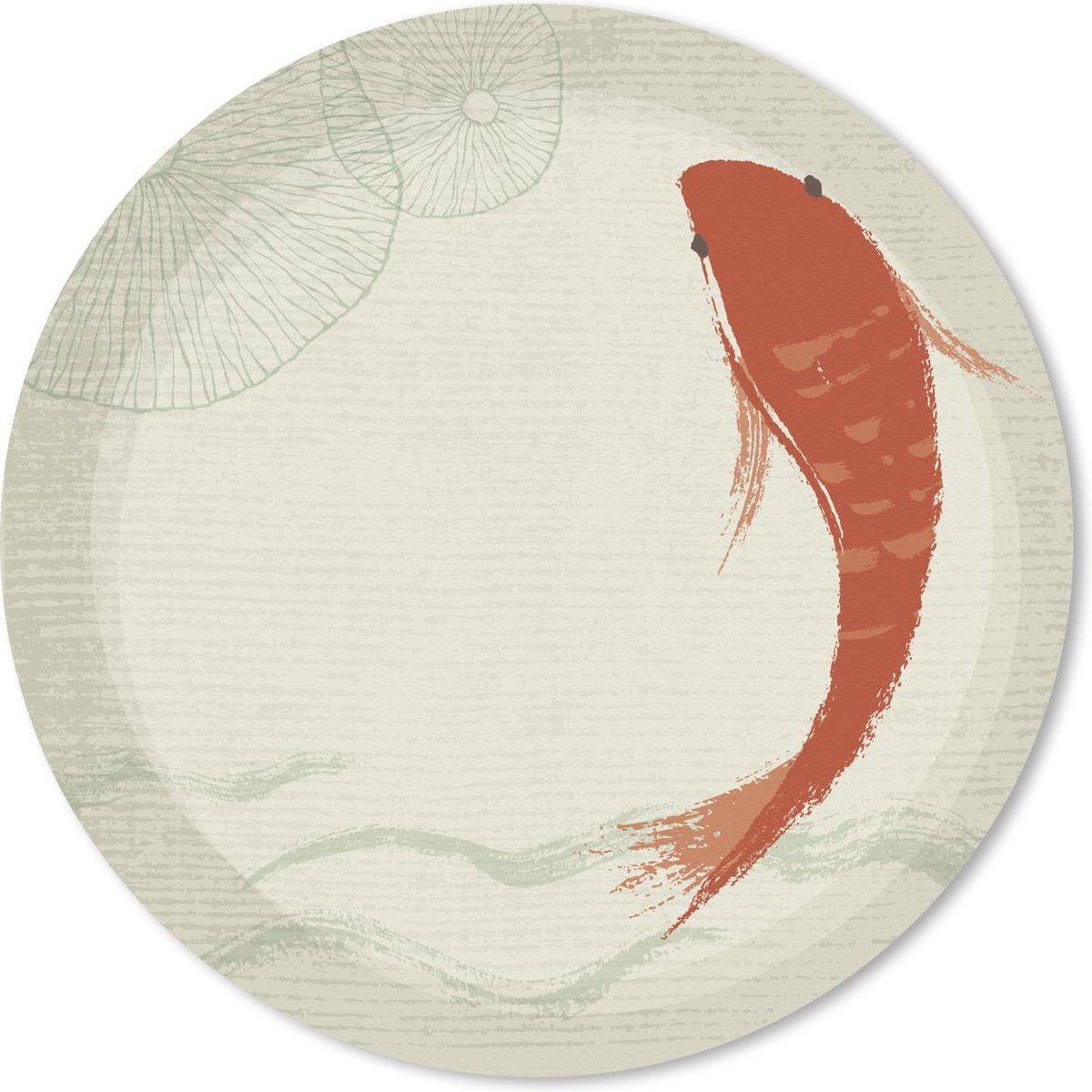Muismat rond 50x50 cm - Mousepad Handgetekende koi in transparantie - Ronde muismatten