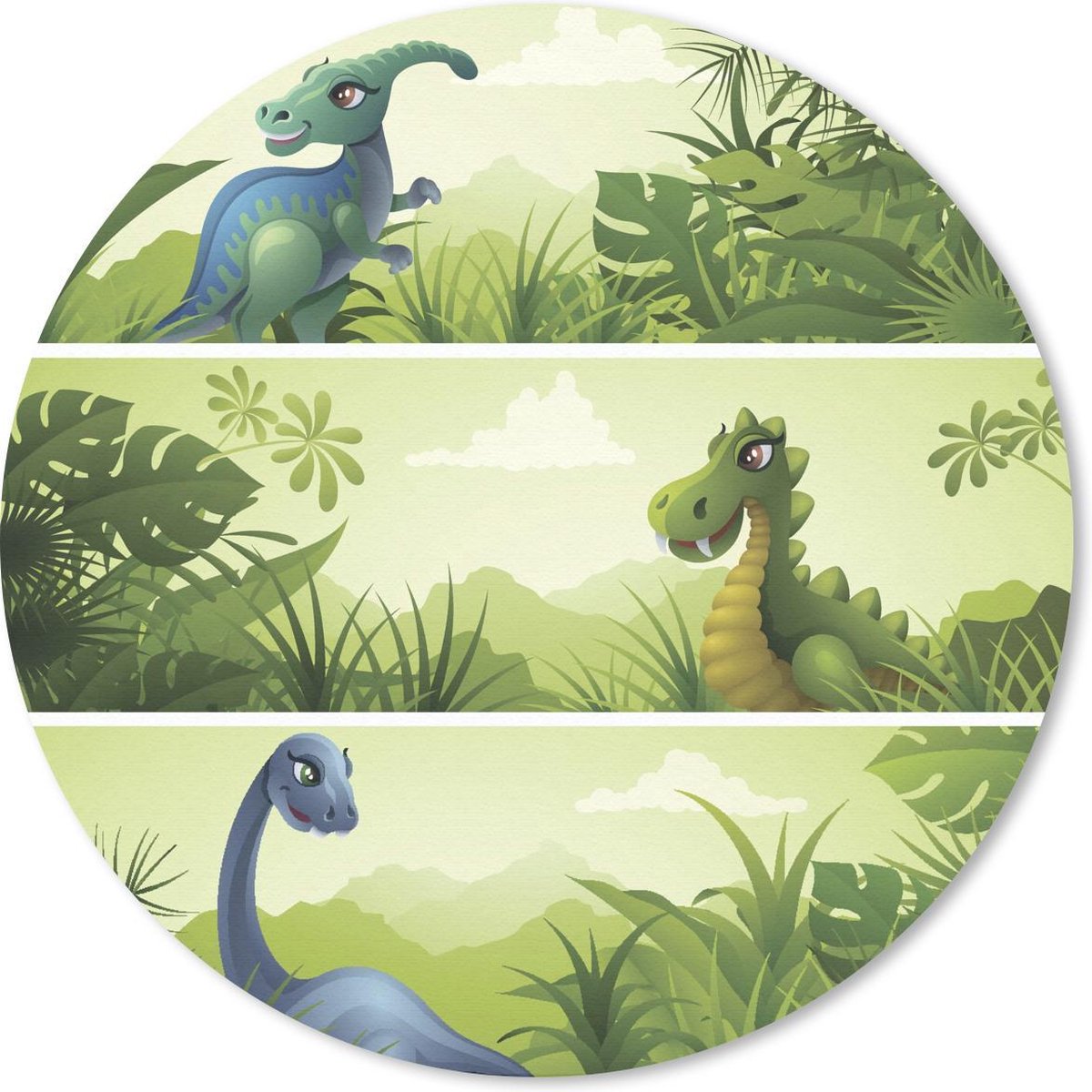 Muismat rond 40x40 cm - Mousepad Dino - Bos - Tekening - Ronde muismatten