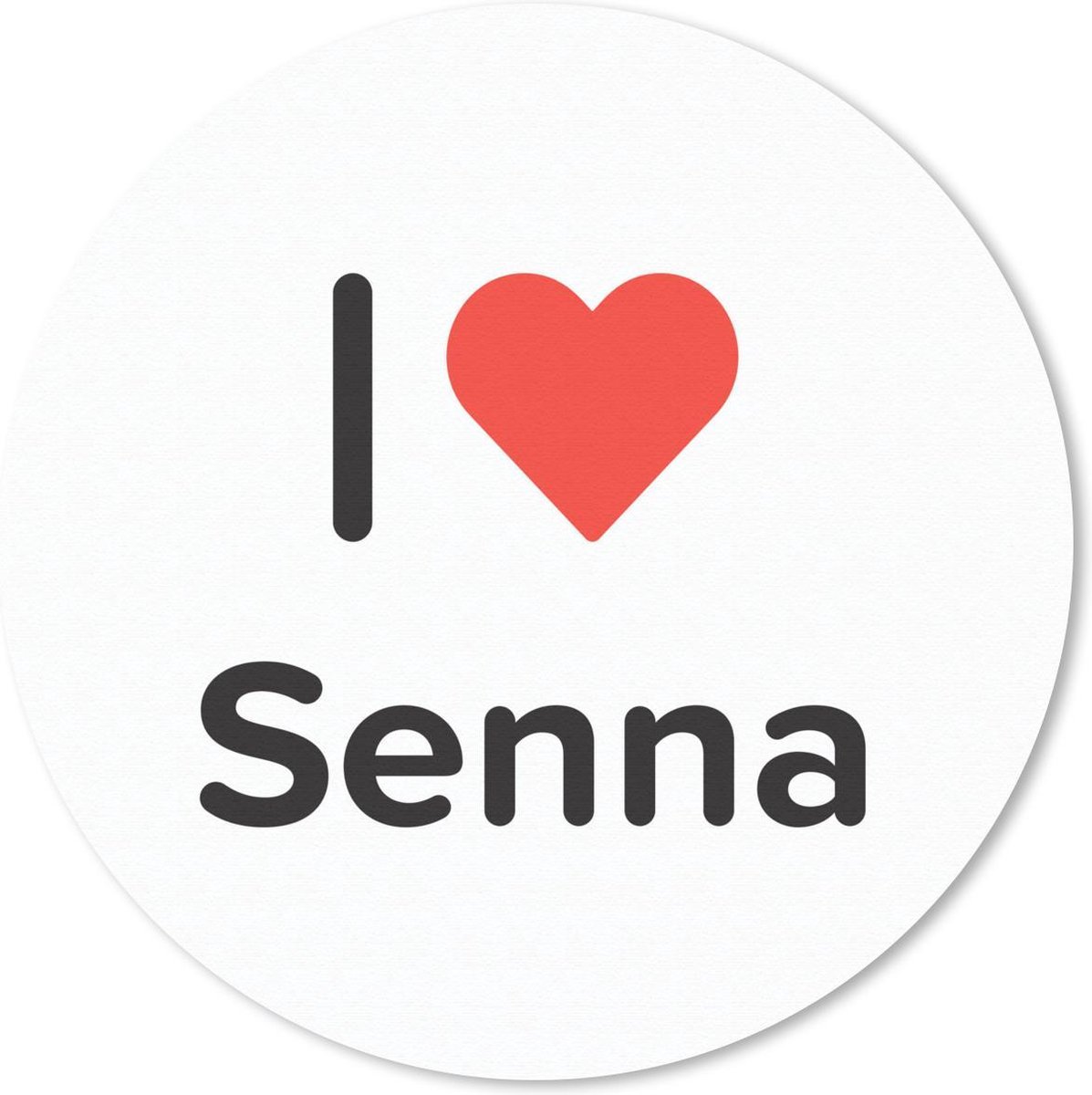 Muismat rond 50x50 cm - Mousepad I love - Senna - Meisje - Ronde muismatten