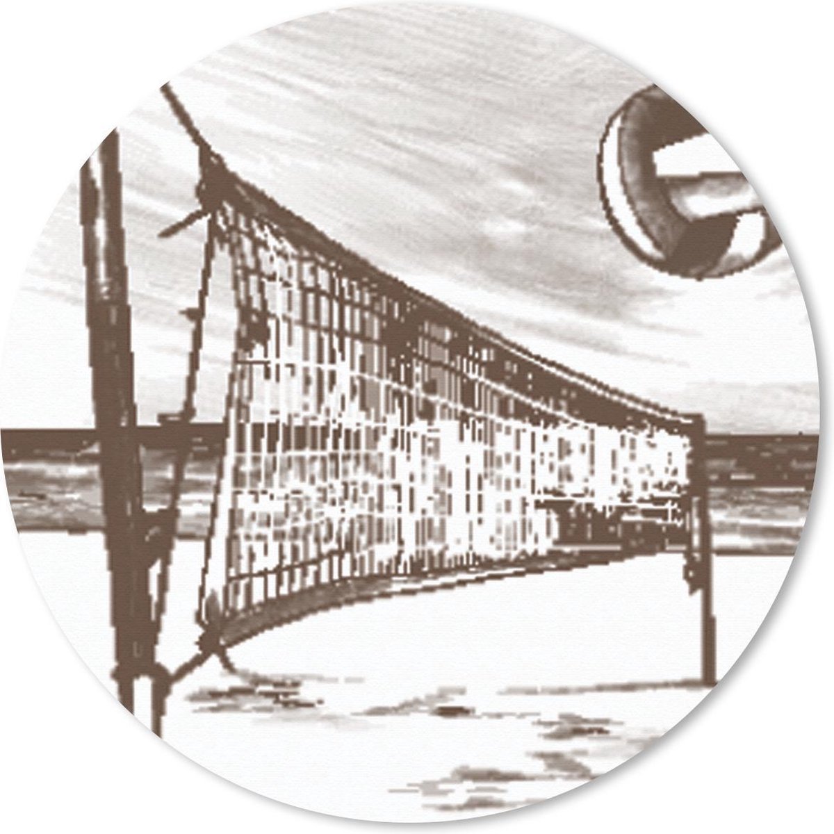 Muismat rond 50x50 cm - Mousepad Strand - Volleybal - Net - Ronde muismatten
