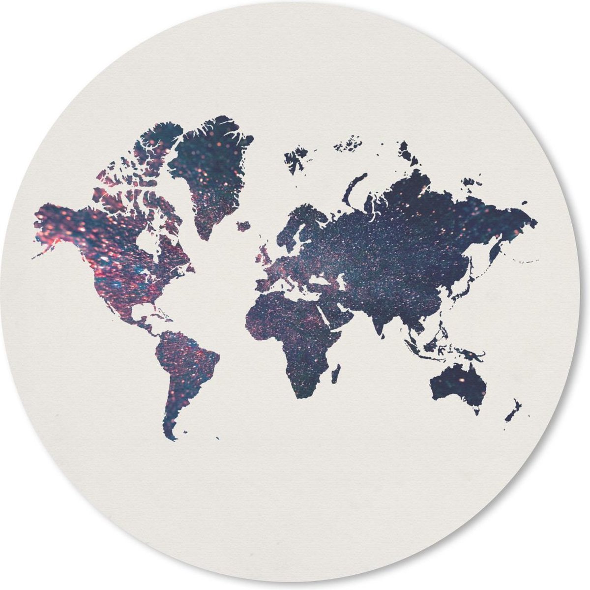 Muismat rond 40x40 cm - Mousepad Wereldkaart - Roze - Glitter - Ronde muismatten