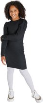 Meisjes stretch jurk chickenleg/pofmouwen zwart | Maat 104/ 4Y