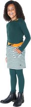 Dames jurk lange mouw gestreept groen/mosterd - lang | Maat 3XL