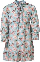 Meisjes jurk lichtblauw met bloemenprint | Maat 104/ 4Y