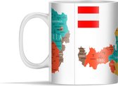 Mok - Kleurrijke kaart van Oostenrijk - 350 ml - Beker