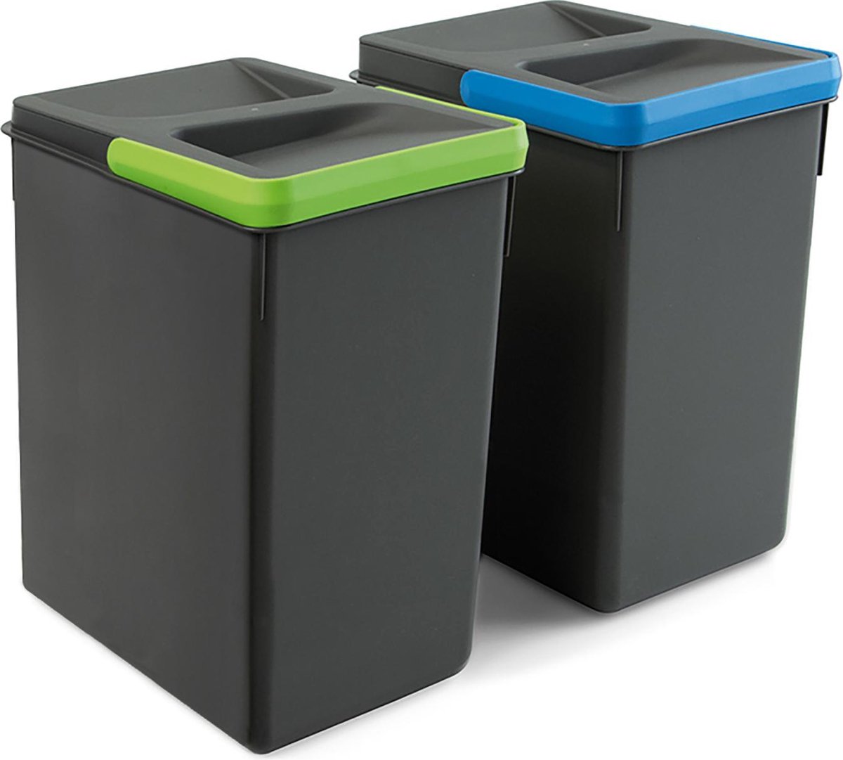 Emuca Recyclingcontainers voor keukenlade, hoogte 266 mm, 2x7L, Actraciet grijs