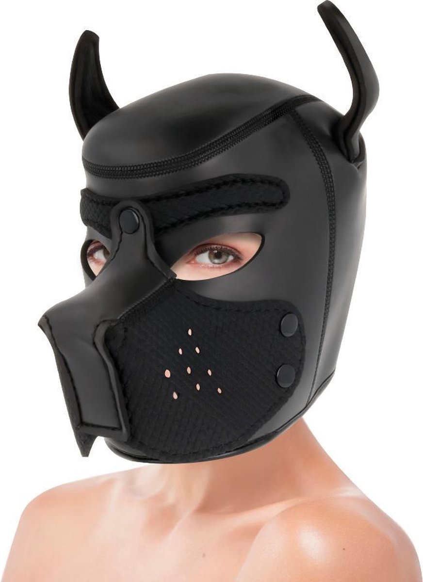 Goedkoopste DARKNESS BONDAGE | Darkness Neoprene Dog Hood With Removable Muzzle - Size M | BDSM | Bondage | Fetish Mask