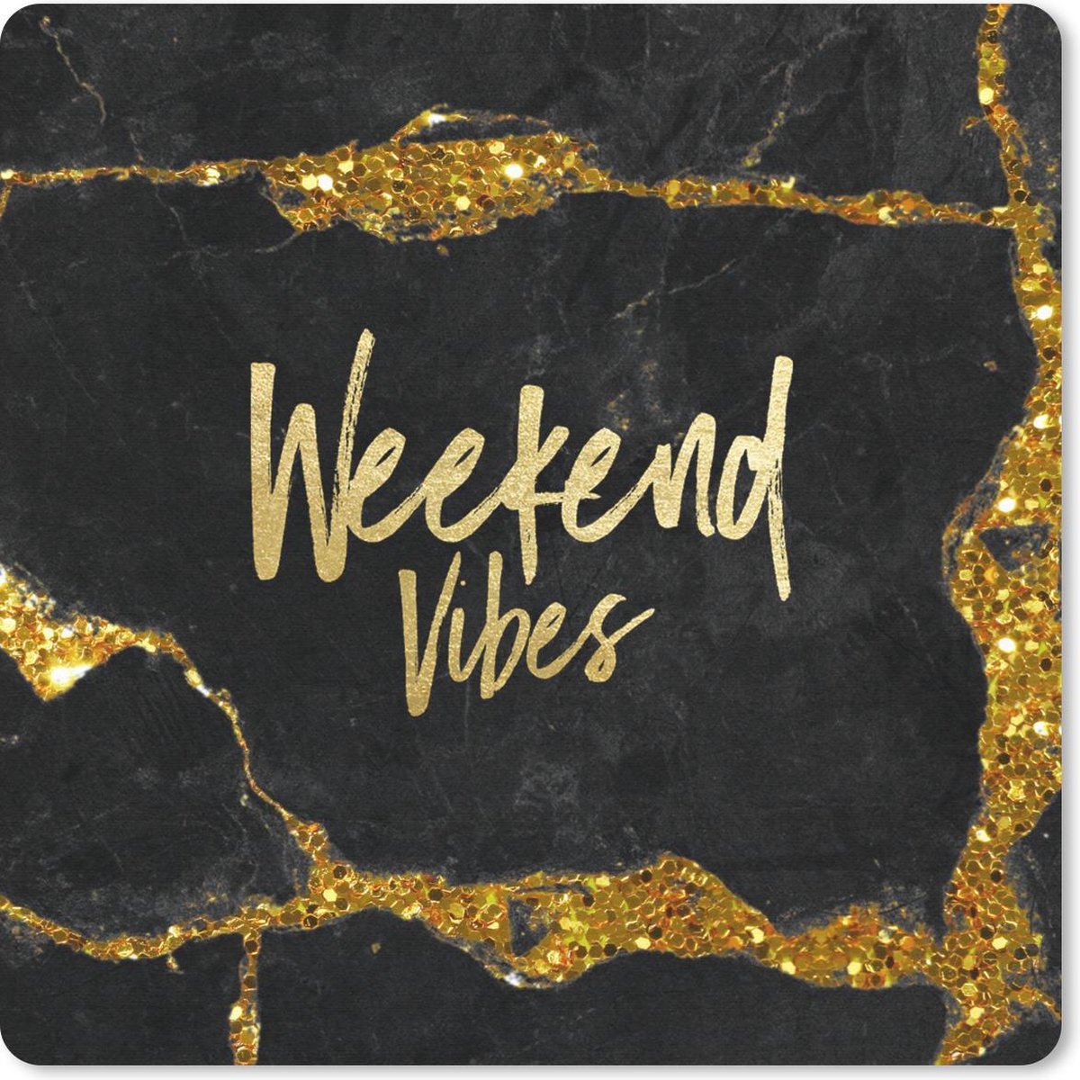 Muismat 20x20 cm - Mousepad Quotes - Weekend - Goud - Glitter - Muismatten