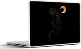 Laptop sticker - 14 inch - Vrouw - Maan - Goud - Line art - 32x5x23x5cm - Laptopstickers - Laptop skin - Cover