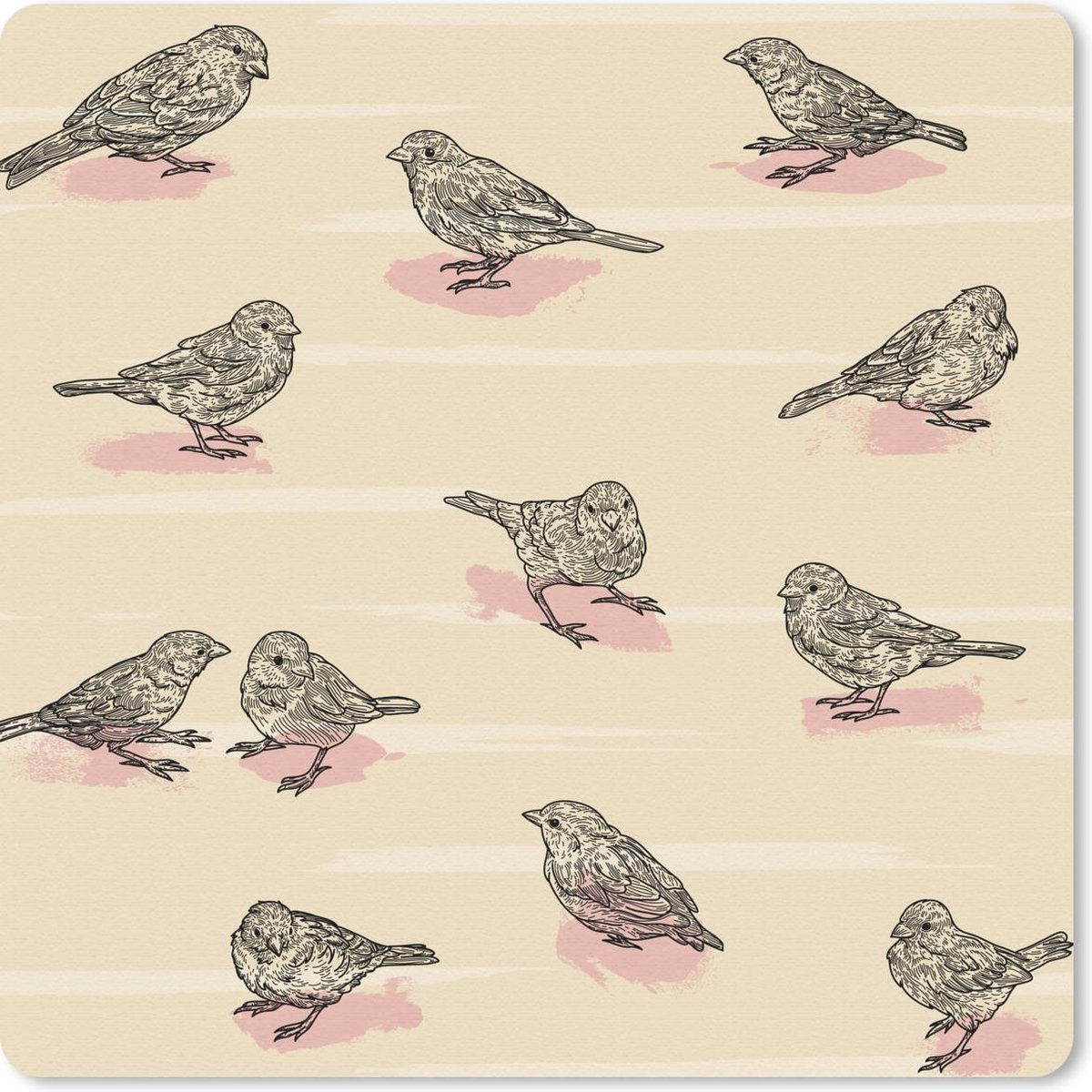 Muismat 30x30 cm - Mousepad Vogel - Mus - Patronen - Muismatten