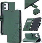 Stiksels Stijl 2-Kleur Koe Textuur Horizontale Flip PU Lederen Case met Houder & Kaartsleuf & Lanyard Voor iPhone 13 mini (Groen)