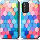 Voor Samsung Galaxy A72 5G Kleurrijke Magnetische Horizontale Flip PU Lederen Case met Houder & Kaartsleuf & Portemonnee (Kleurrijke Kubus)