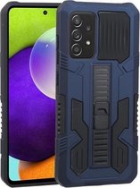 Voor Samsung Galaxy A52 5G / 4G Vanguard Warrior All Inclusive dubbele kleur schokbestendig TPU + pc-beschermhoes met houder (kobaltblauw)