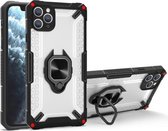 Matte TPU + PC magnetische schokbestendige hoes met ringhouder voor iPhone 13 Pro Max (zwart)