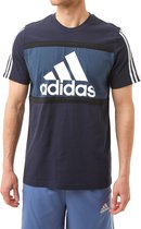 Adidas Essentials Logo Colorblock Shirt Blauw Heren - Maat L