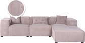 Beliani DOLVA - Corner Sofa - Grijs - Corduroy