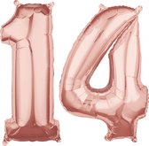Helium cijfer ballonnen 14  rosé goud.